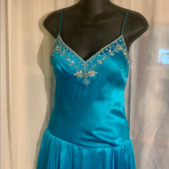 Silk Turquoise Dance Party Dress by Metro Section - Picture 3 of 9